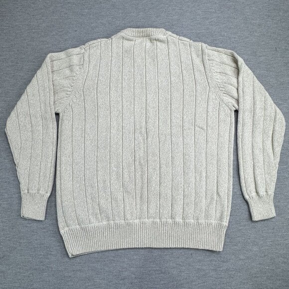Dockers Mens Size Large Beige Oatmeal Ribbed Knit Crewneck Sweater Long Sleeve - Picture 2 of 10
